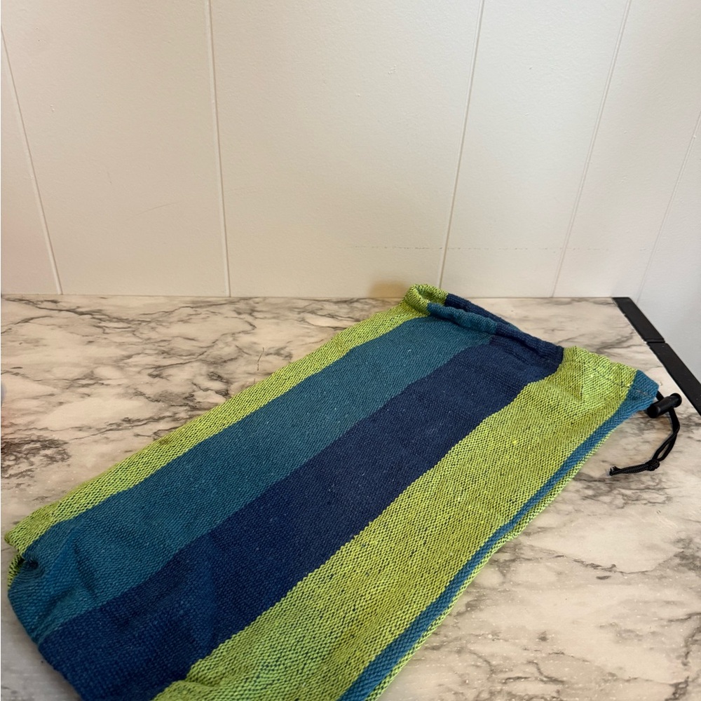 Striped Mesh Drawstring Bag